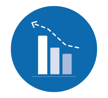 icon depicting am inclining bar graph 